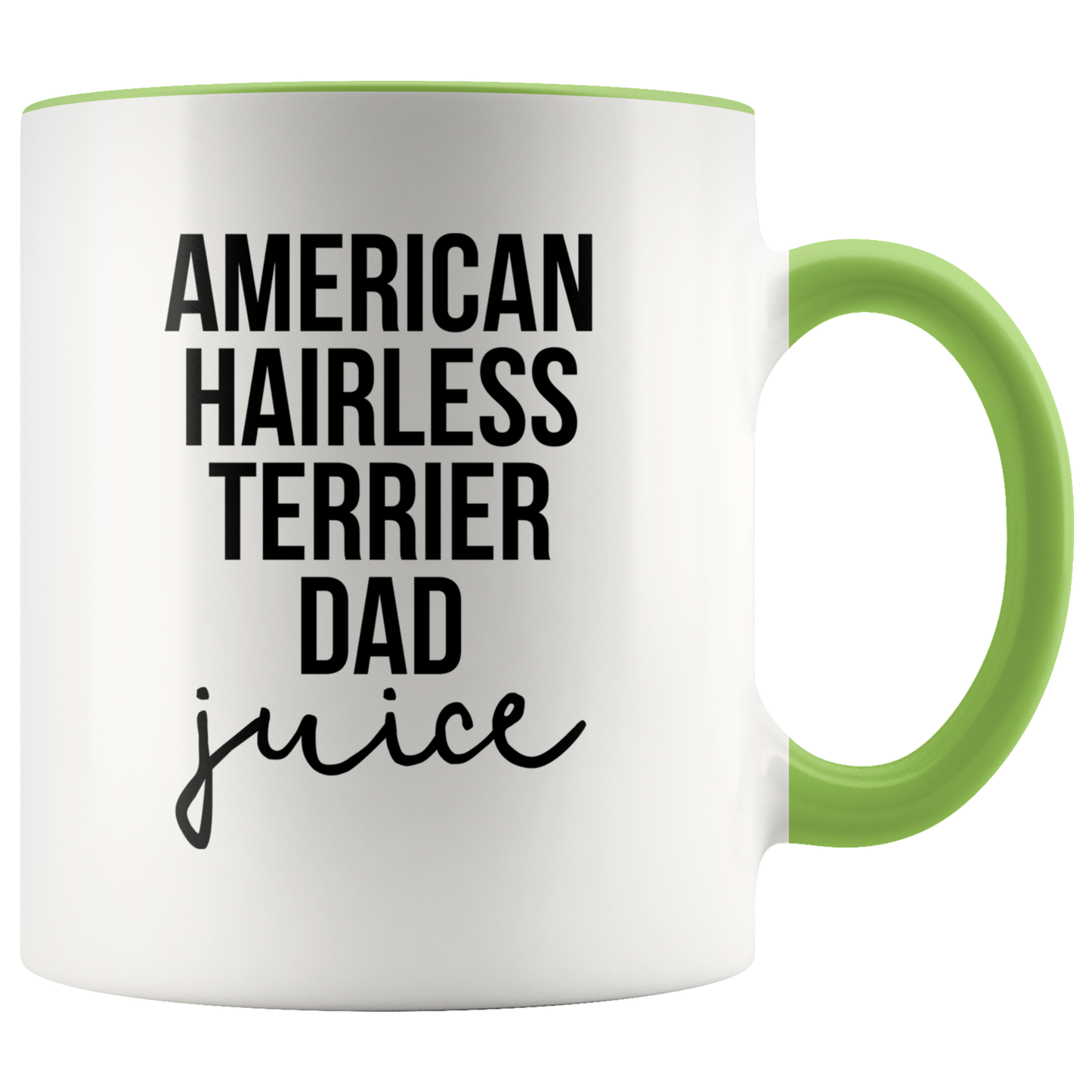 American Hairless Terrier Dad Gifts, Coffee Mug, Two Tone Accent Cup, Birthday Gift for Men and Women