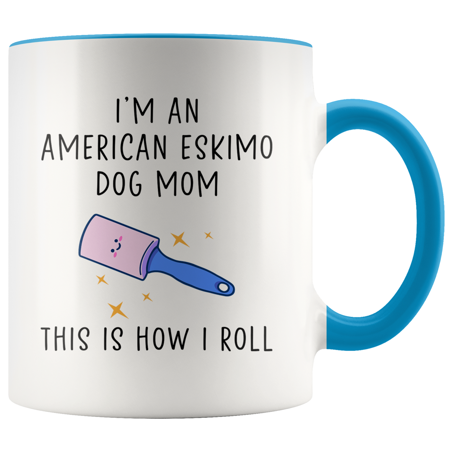 American Eskimo Dog Mom Gifts, Coffee Mug, Two Tone Accent Cup, Birthday Gift for Men and Women