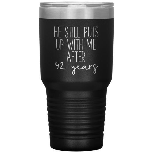 42nd Anniversary Gifts for Husband and Wife, Coffee Mug, Tumbler, Birthday Gifts for Men and Women