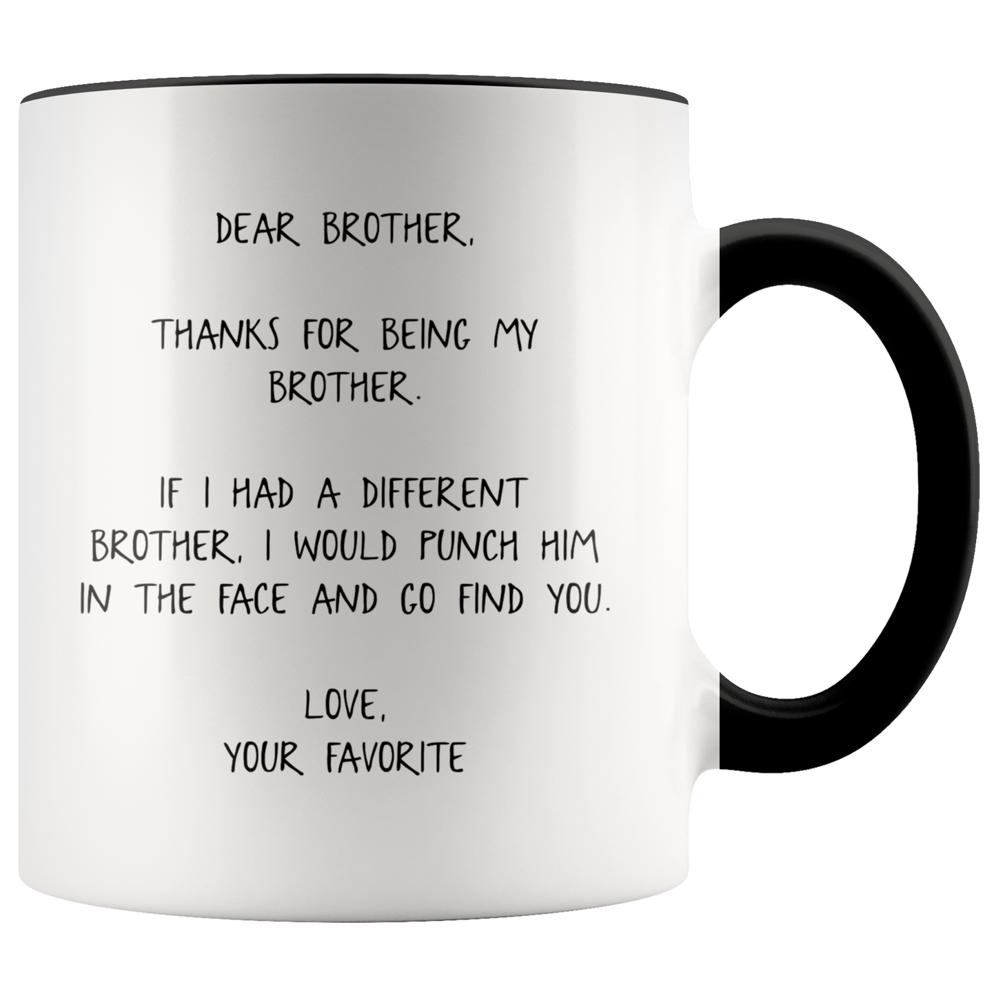 Brother Gifts from Sister, Brother Coffee Mug, Two Tone Accent Cup, Birthday Gift for Men and Women