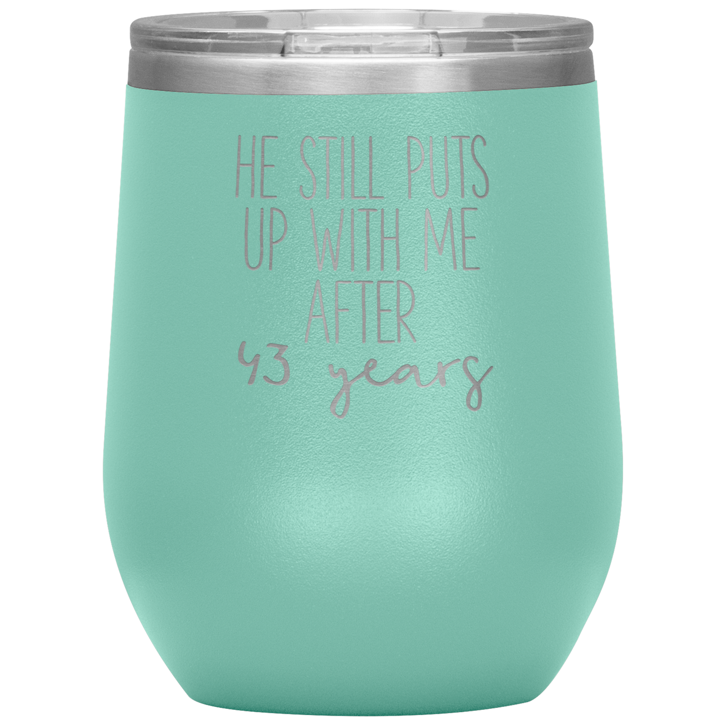 43rd Anniversary Wine Tumbler, Gifts, Travel Wine Cup, Birthday Gifts for Men and Women