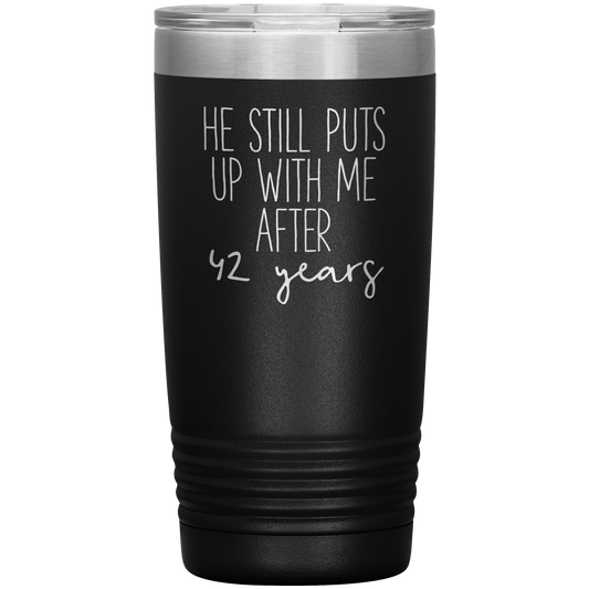 42nd Anniversary Gifts for Husband and Wife, Coffee Mug, Tumbler, Birthday Gifts for Men and Women