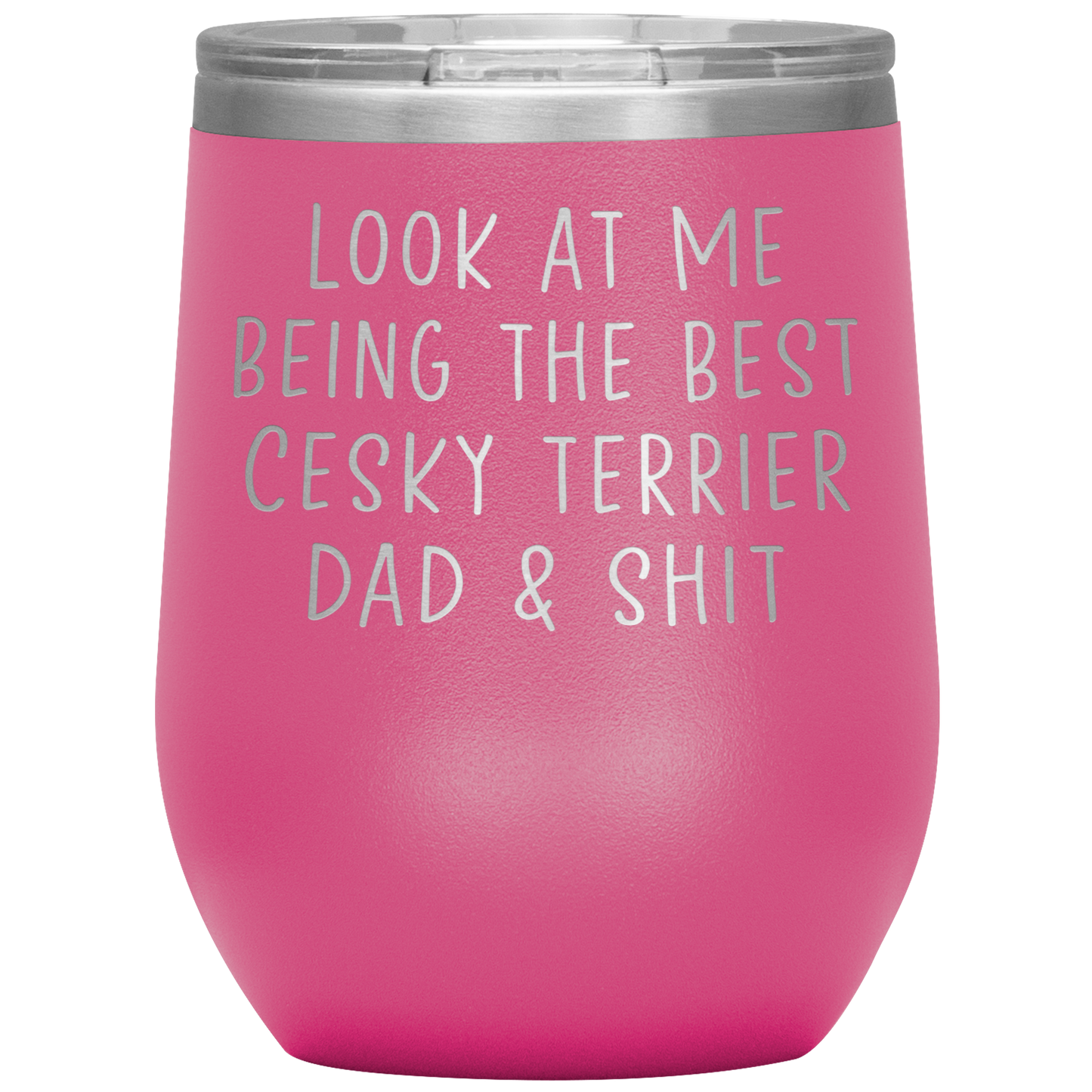 Cesky Terrier Dad Wine Tumbler, Funny Gifts, Travel Wine Cup, Birthday Gifts for Men and Women