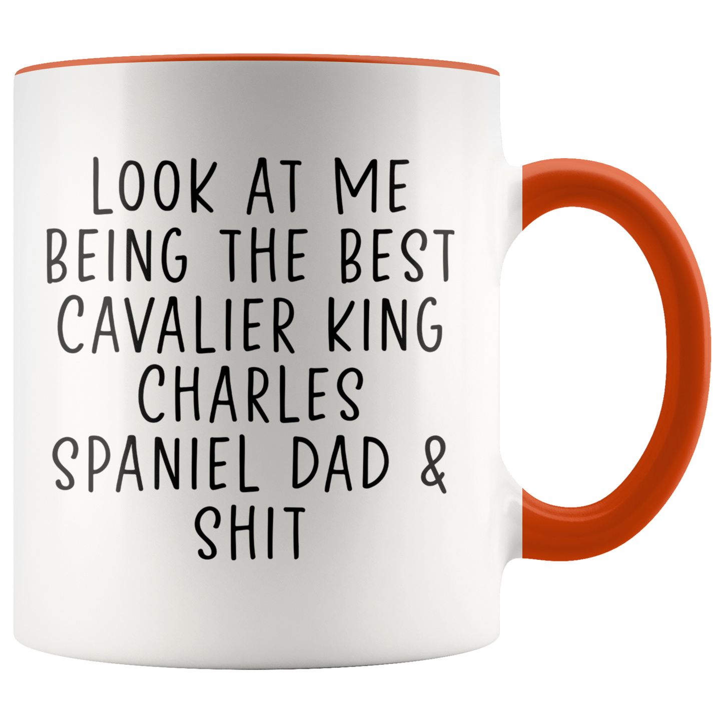 Cavalier King Charles Spaniel Dad Gifts, Coffee Mug, Two Tone Accent Cup, Birthday Gift for Men and Women