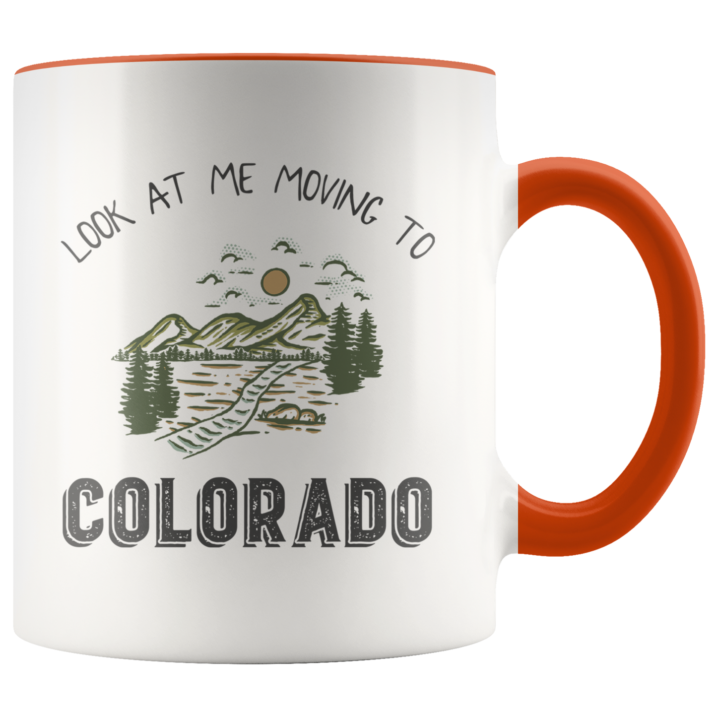 Moving to Colorado Gifts, Moving Away Coffee Mug, Two Tone Accent Cup, Birthday Gift for Men and Women