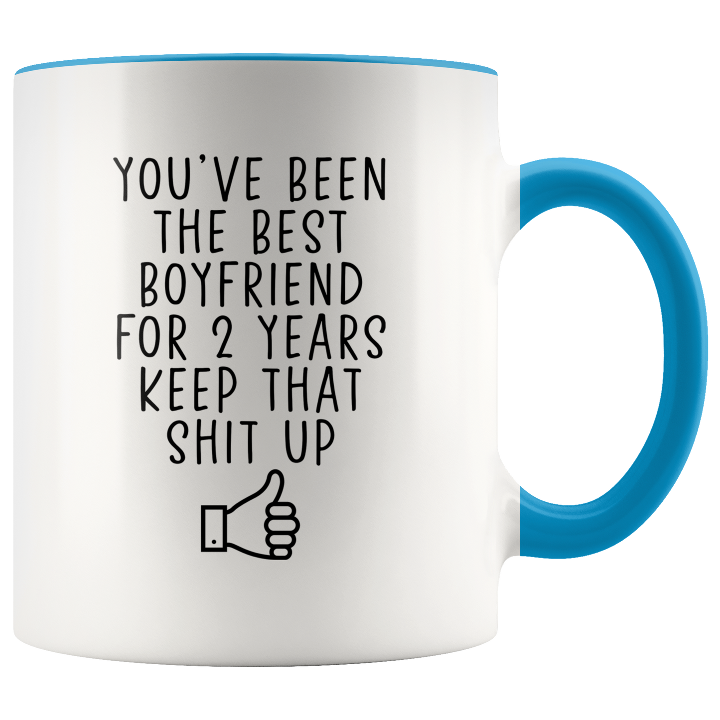 2 Years Dating Boyfriend Gifts, BF Coffee Mug, Two Tone Accent Cup, Birthday Gift for Men and Women