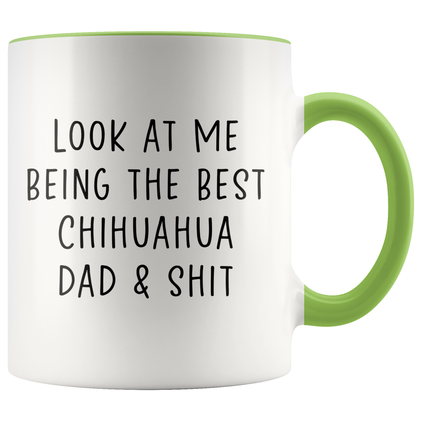 Chihuahua Dad Gifts, Coffee Mug, Two Tone Accent Cup, Birthday Gift for Men and Women