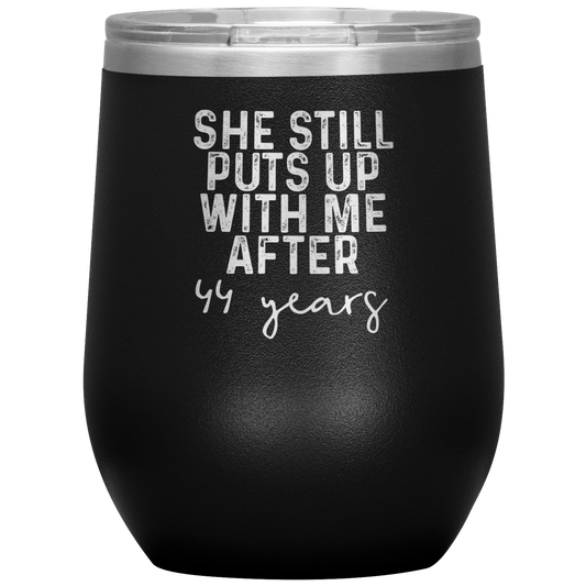 44th Anniversary Wine Tumbler, Gifts, Travel Wine Cup, Birthday Gifts for Men and Women