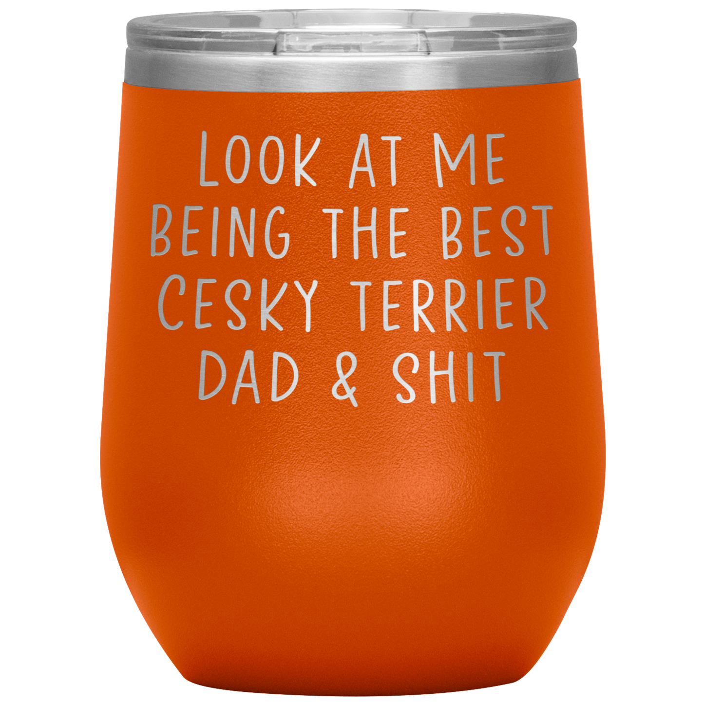 Cesky Terrier Dad Wine Tumbler, Funny Gifts, Travel Wine Cup, Birthday Gifts for Men and Women