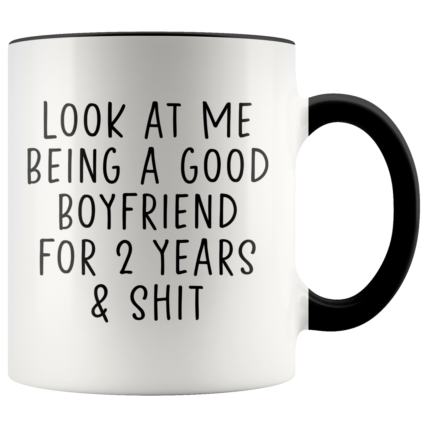 2 Years Dating Boyfriend Gifts, BF Coffee Mug, Two Tone Accent Cup, Birthday Gift for Men and Women