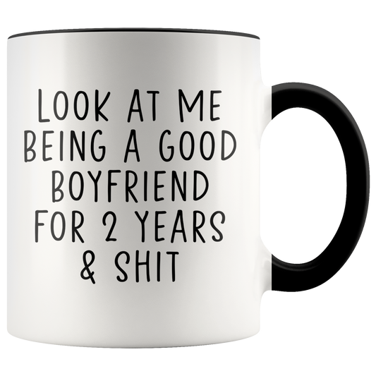 2 Years Dating Boyfriend Gifts, BF Coffee Mug, Two Tone Accent Cup, Birthday Gift for Men and Women