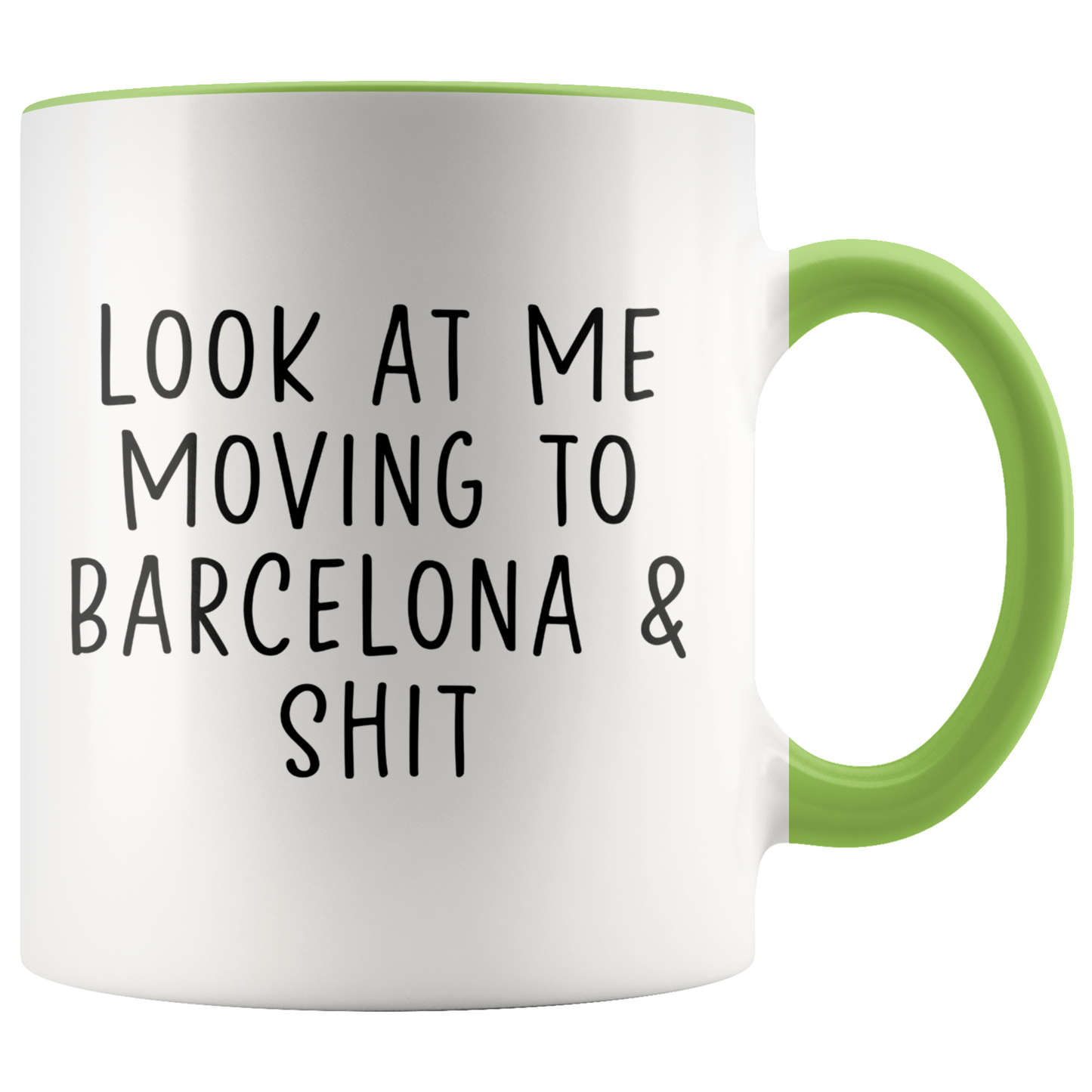 Moving to Barcelona Spain Gifts, Coffee Mug, Two Tone Accent Cup, Birthday Gift for Men and Women