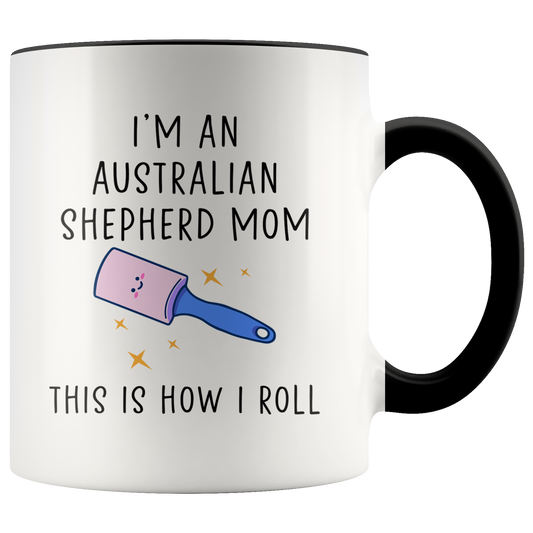 Australian Shepherd Mom Gifts, Coffee Mug, Two Tone Accent Cup, Birthday Gift for Men and Women