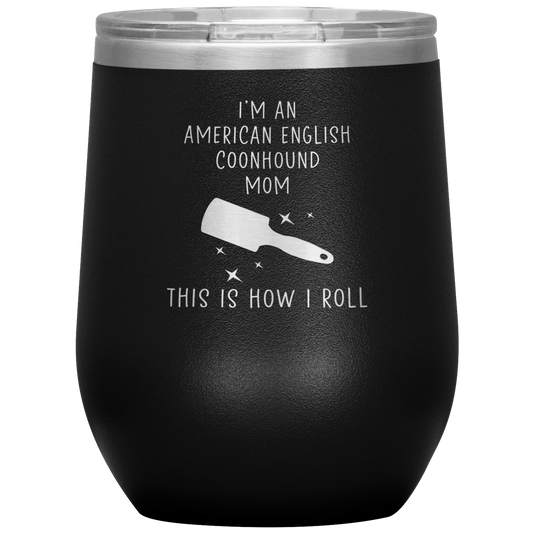 American English Coonhound Mom Wine Tumbler, Funny Travel Wine Cup, Birthday Gifts for Men and Women