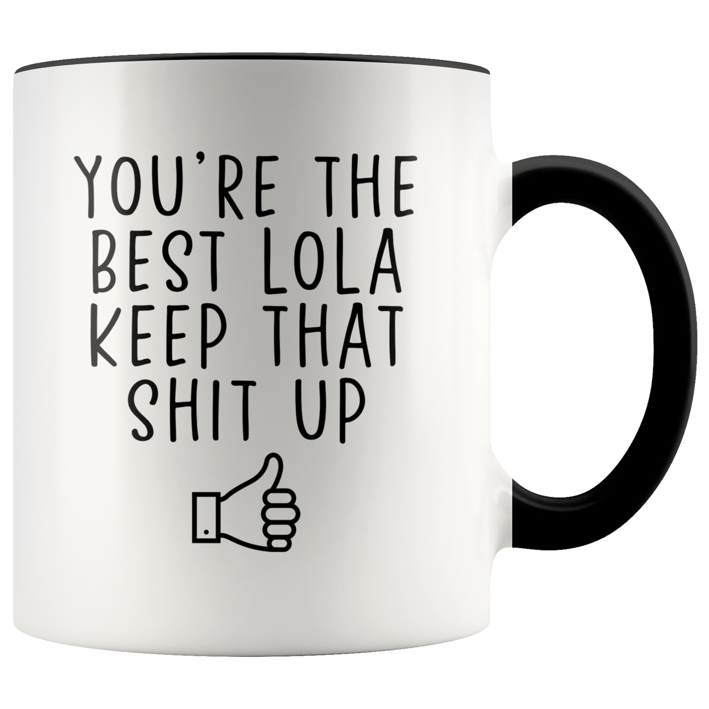 Lola Gifts, Coffee Mug, Two Tone Accent Cup, Birthday Gift for Men and Women