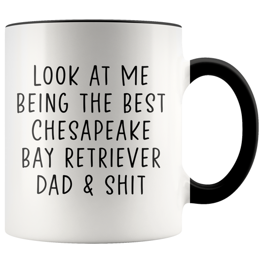 Chesapeake Bay Retriever Dad Gifts, Coffee Mug, Two Tone Accent Cup, Birthday Gift for Men and Women