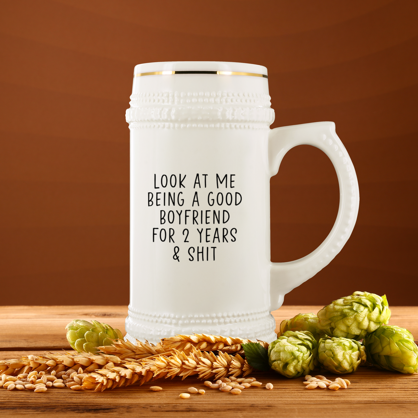 2 Years Dating Beer Stein, Beer Mug, Birthday Gifts for Men and Women