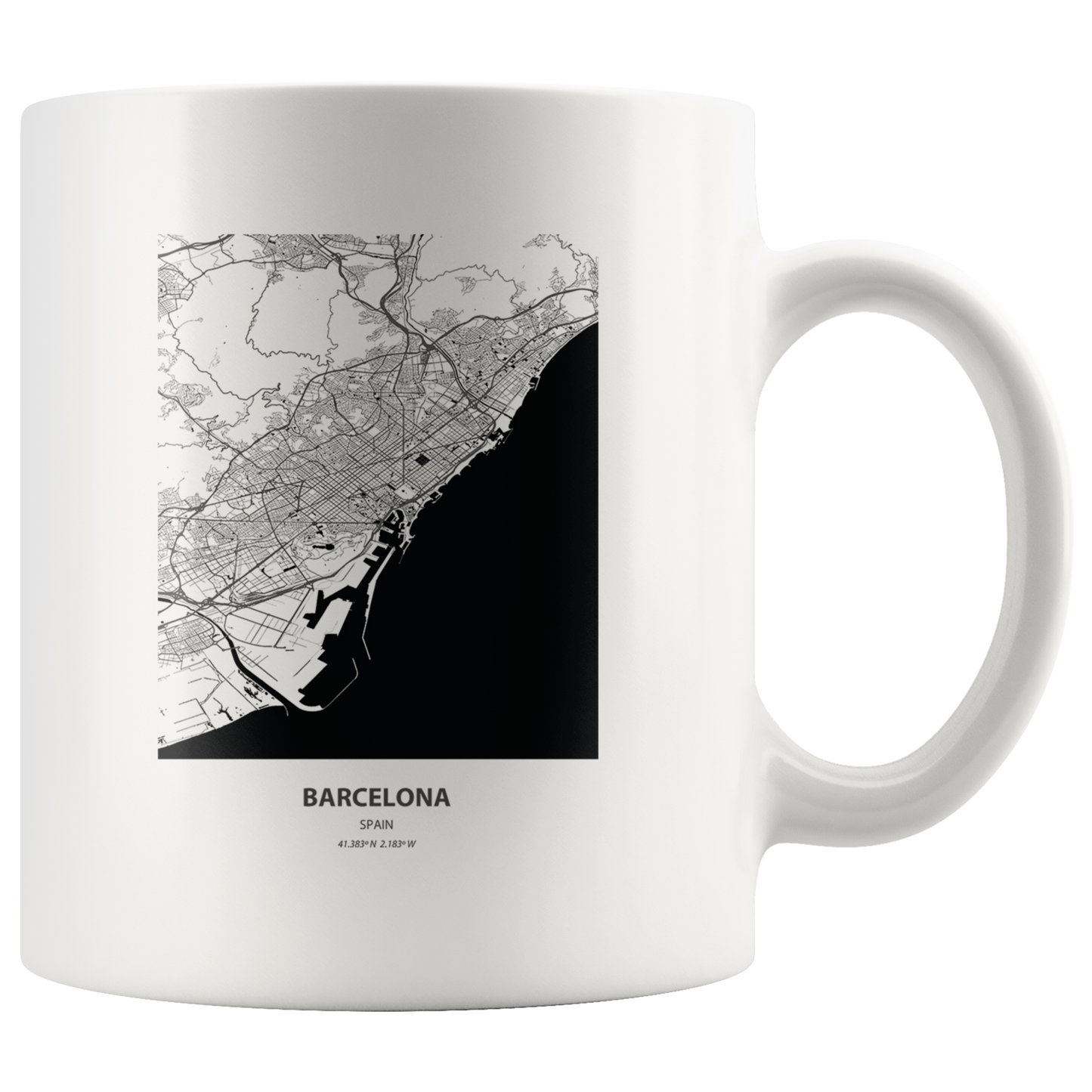 Moving to Barcelona Spain Map Gifts, Moving Away Coffee Mug, Two Tone Accent Cup, Birthday Gift for Men and Women