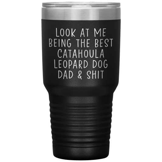 Catahoula Leopard Dog Dad Tumbler, Funny Travel Coffee Mug, Birthday Gifts for Men and Women