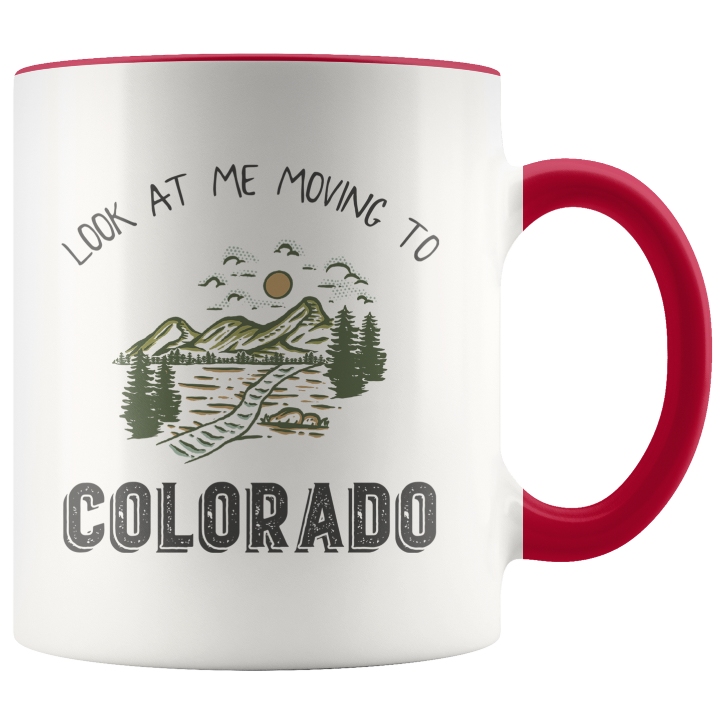 Moving to Colorado Gifts, Moving Away Coffee Mug, Two Tone Accent Cup, Birthday Gift for Men and Women