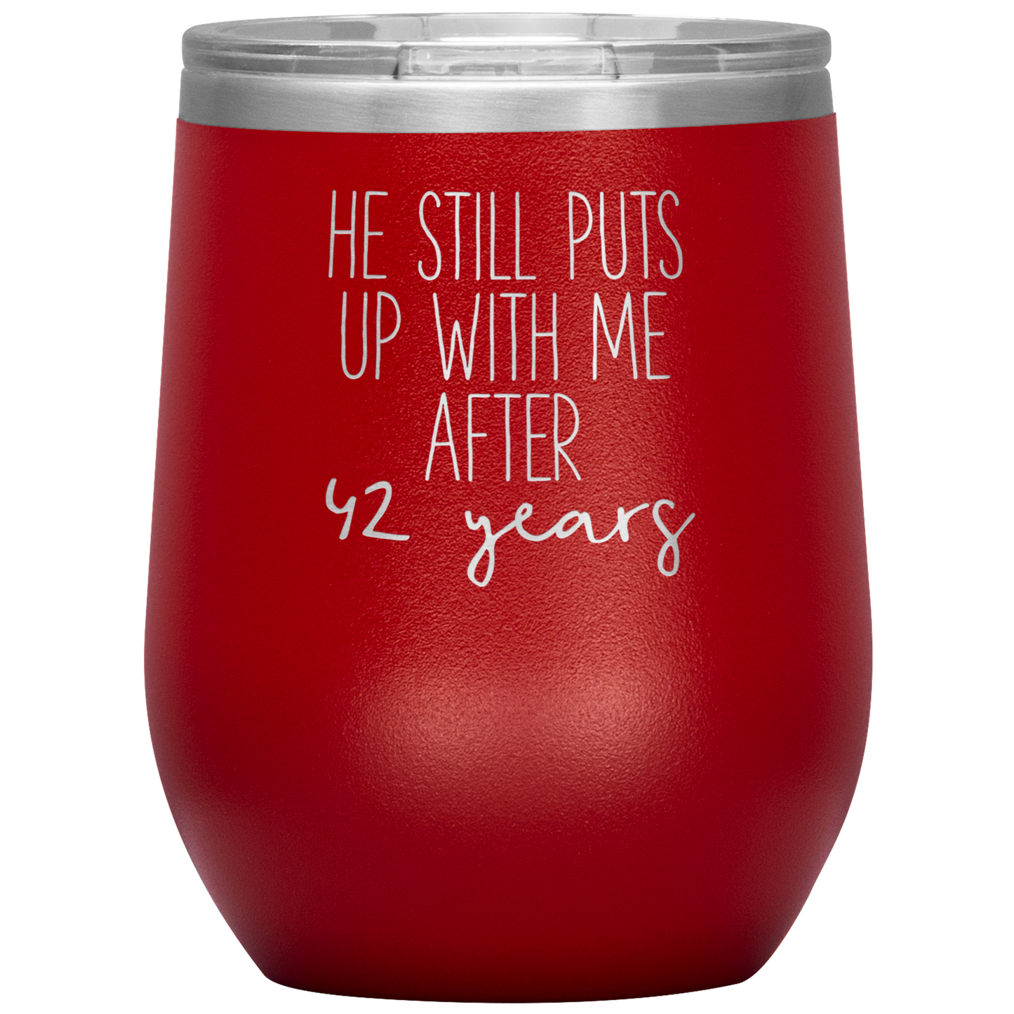 42nd Anniversary Wine Tumbler, Gifts, Travel Wine Cup, Birthday Gifts for Men and Women