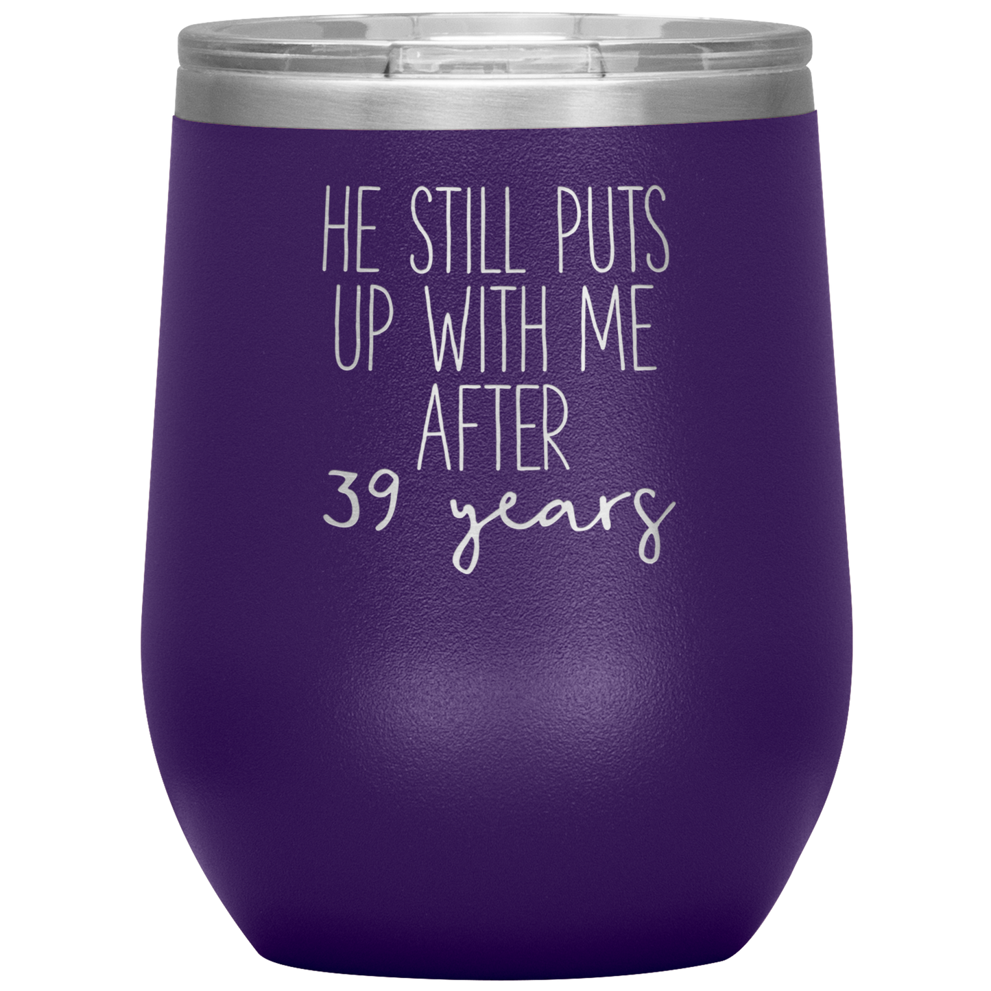 39th Anniversary Wine Tumbler, Gifts, Travel Wine Cup, Birthday Gifts for Men and Women