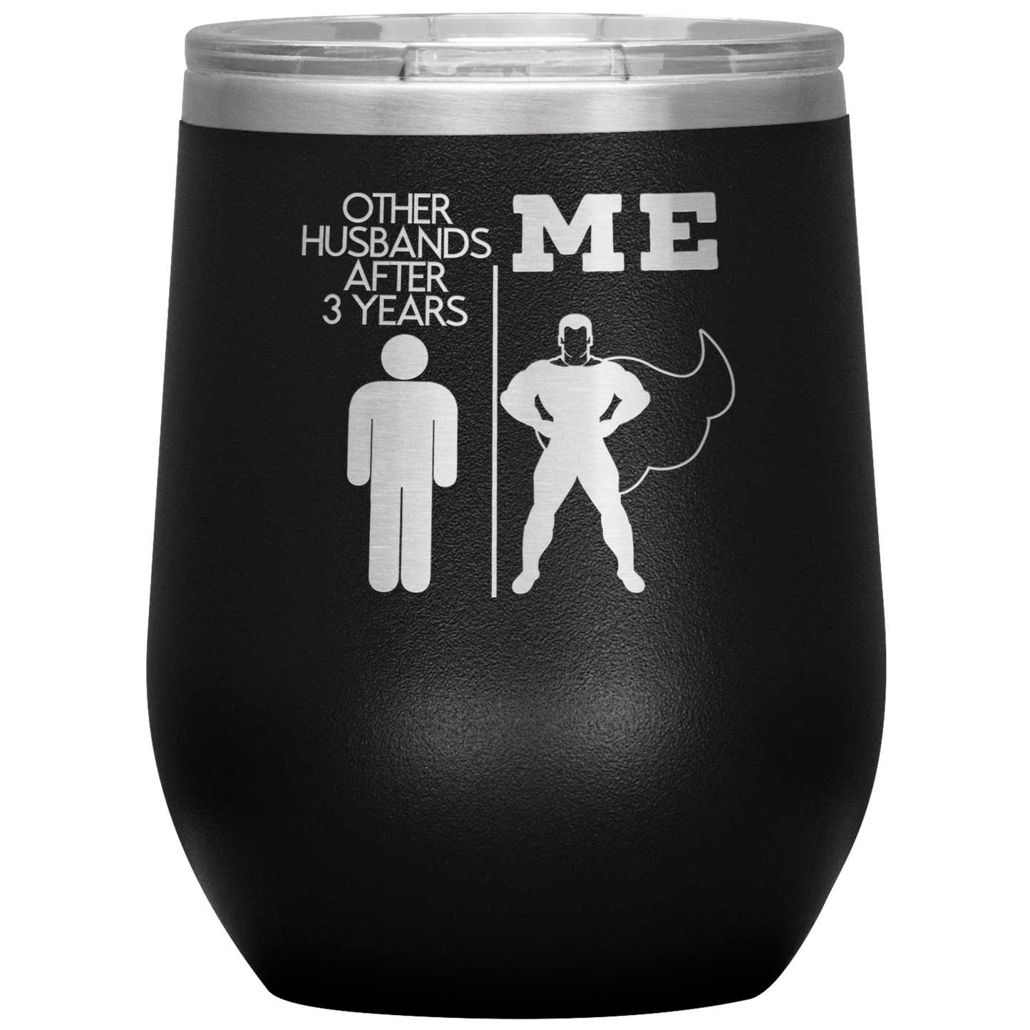 3rd Anniversary Wine Tumbler, 3rd Anniversary Gifts, Travel Wine Cup, Birthday Gifts for Men and Women