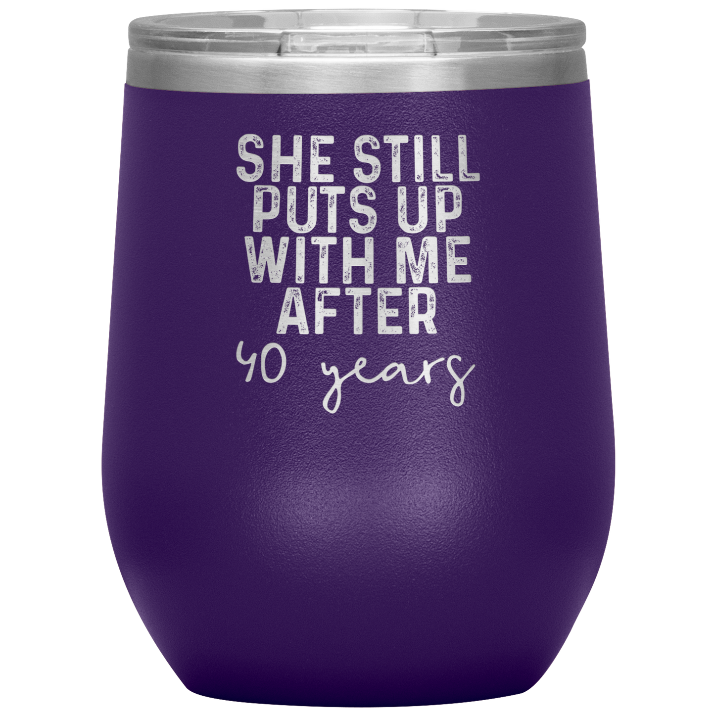 40th Anniversary Wine Tumbler, Gifts, Travel Wine Cup, Birthday Gifts for Men and Women