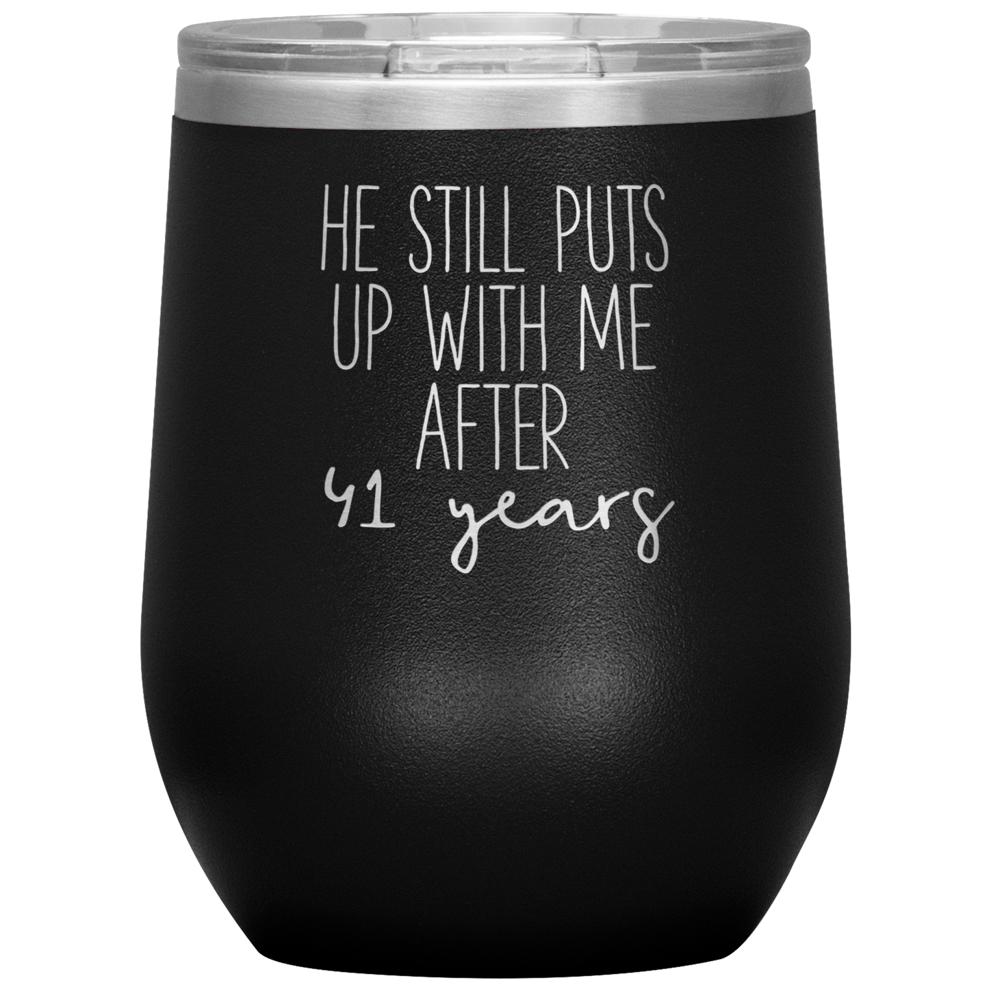 41st Anniversary Wine Tumbler, Gifts for Husband or Wife, Travel Wine Cup, Birthday Gifts for Men and Women