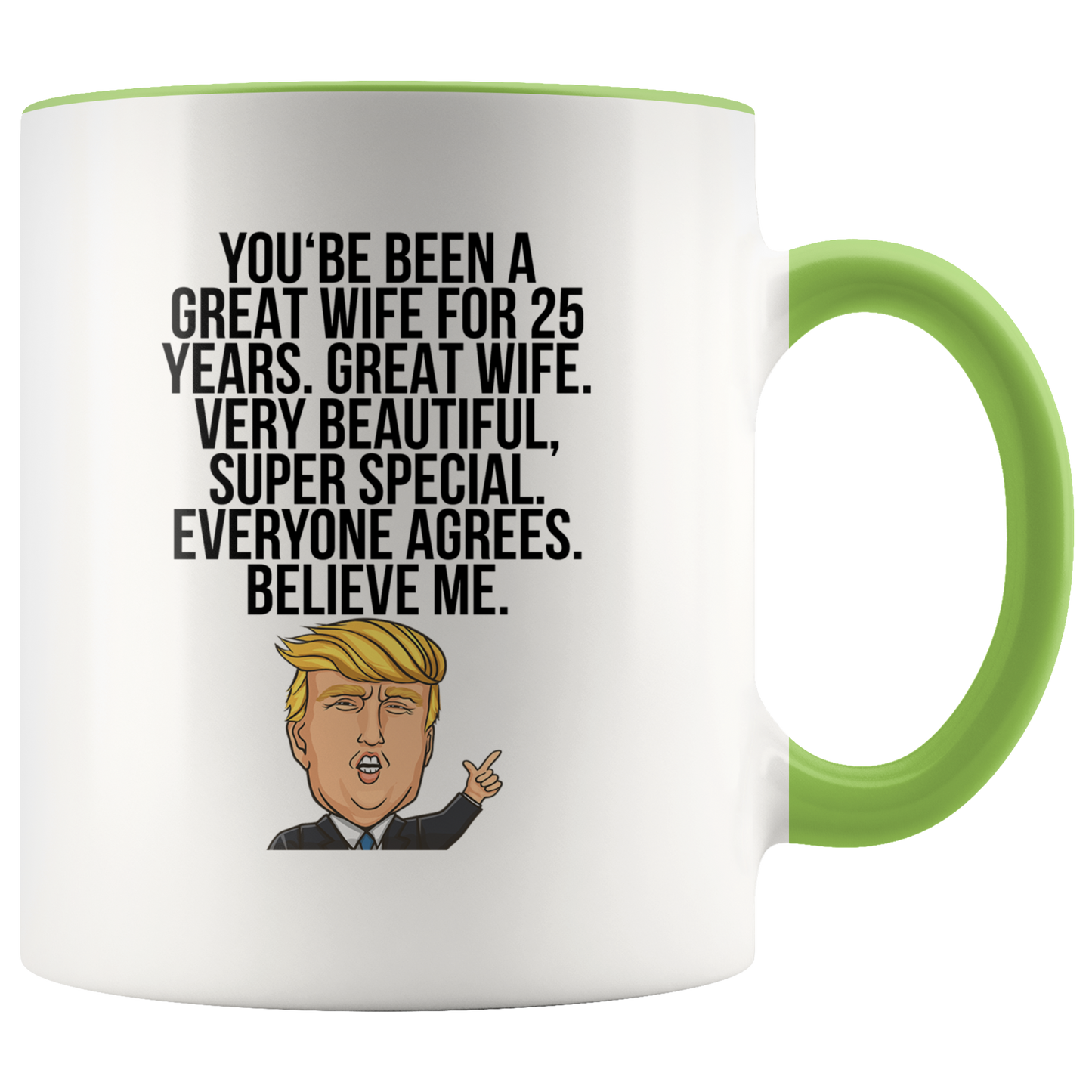 25th Anniversary Gifts, Coffee Mug, Two Tone Accent Cup, Birthday Gift for Men and Women