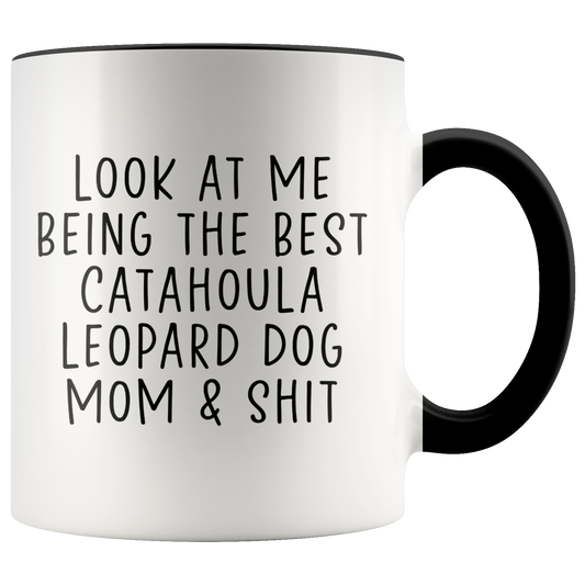 Catahoula Leopard Dog Mom Gifts, Coffee Mug, Two Tone Accent Cup, Birthday Gift for Men and Women