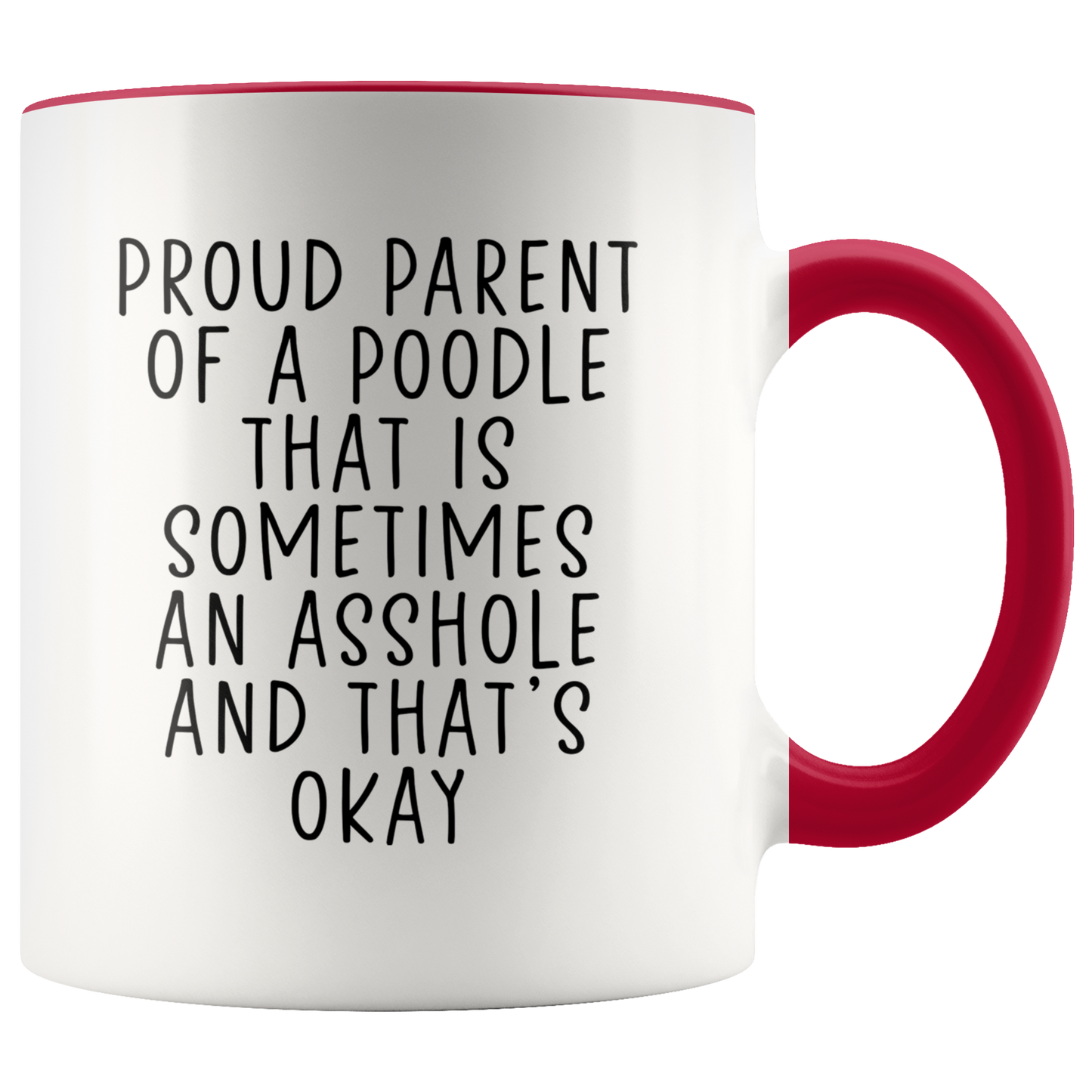 Poodle Mom Dad Gifts, Coffee Mug, Two Tone Accent Cup, Birthday Gift for Men and Women