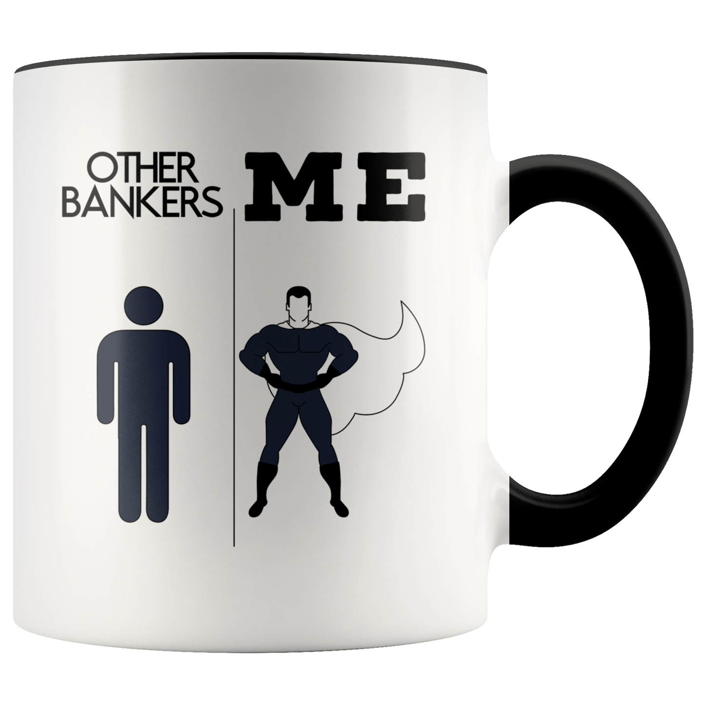 Banker Gifts, Coffee Mug, Two Tone Accent Cup, Birthday Gift for Men and Women