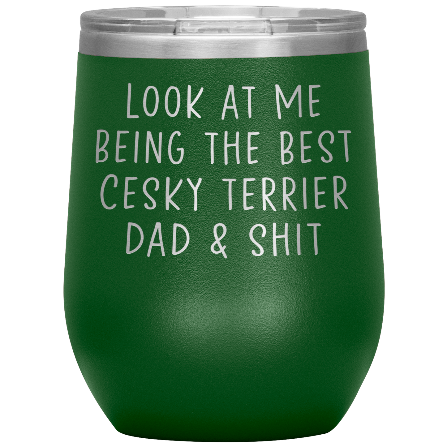 Cesky Terrier Dad Wine Tumbler, Funny Gifts, Travel Wine Cup, Birthday Gifts for Men and Women