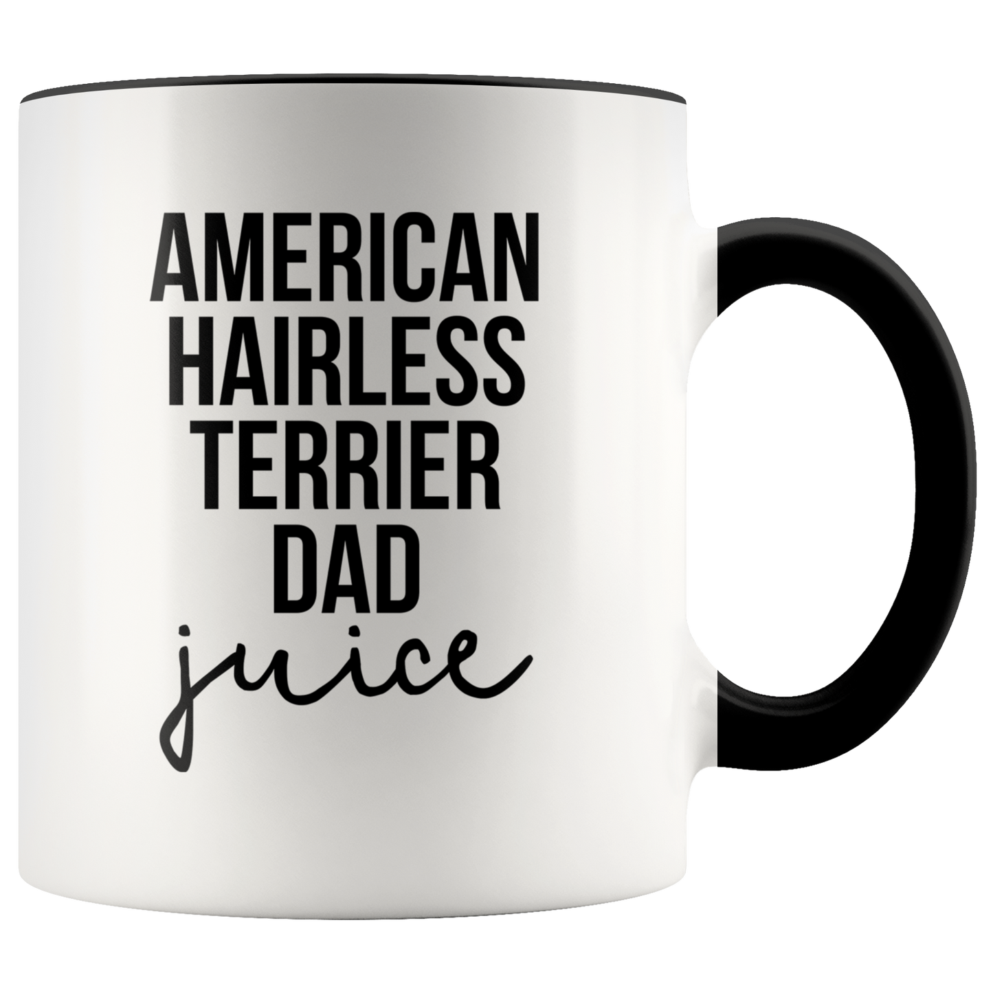 American Hairless Terrier Dad Gifts, Coffee Mug, Two Tone Accent Cup, Birthday Gift for Men and Women