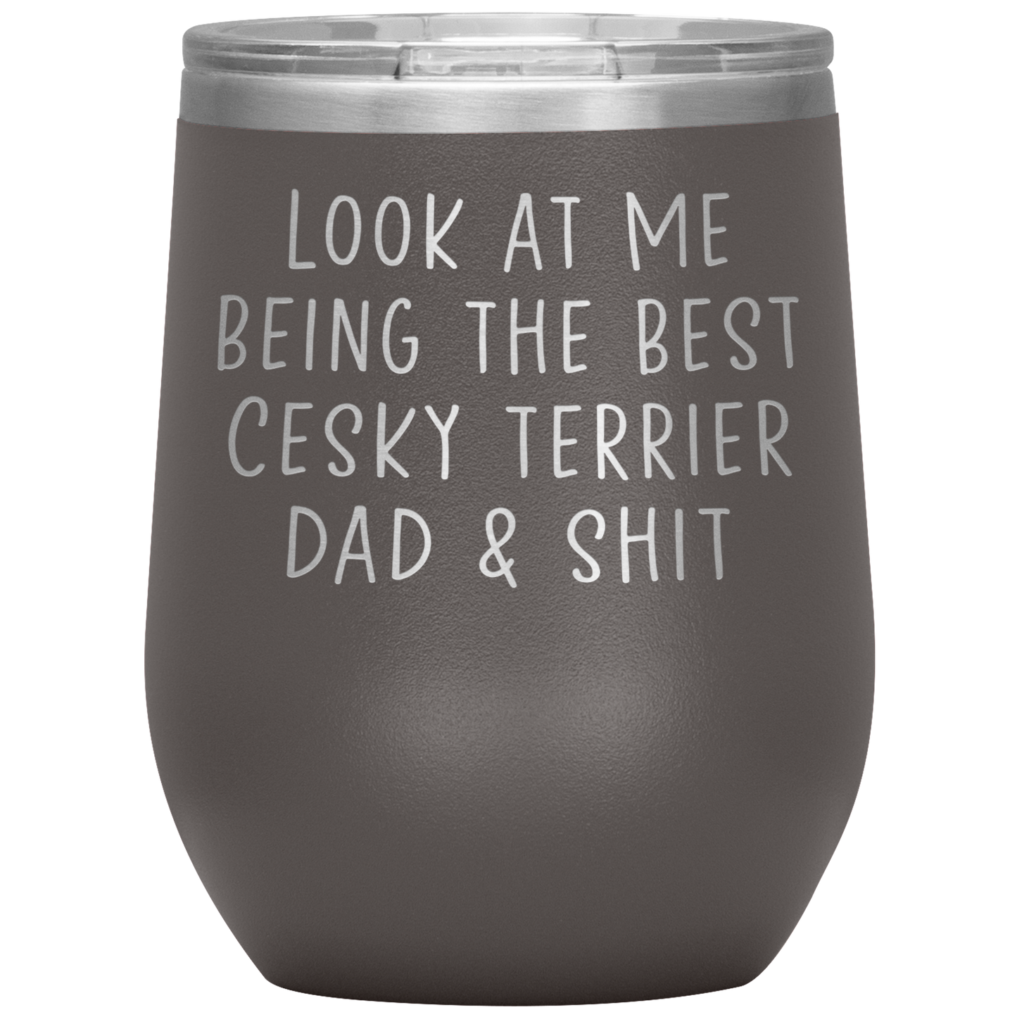 Cesky Terrier Dad Wine Tumbler, Funny Gifts, Travel Wine Cup, Birthday Gifts for Men and Women