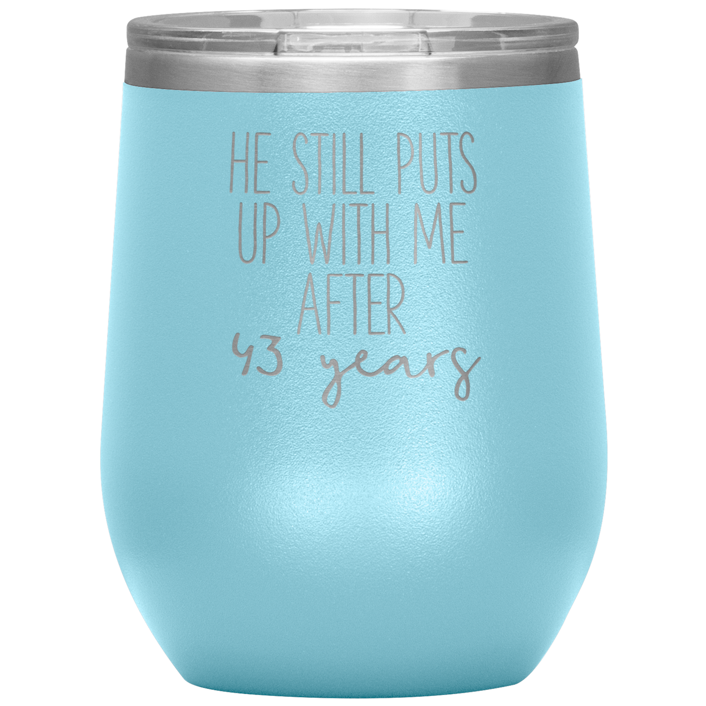 43rd Anniversary Wine Tumbler, Gifts, Travel Wine Cup, Birthday Gifts for Men and Women