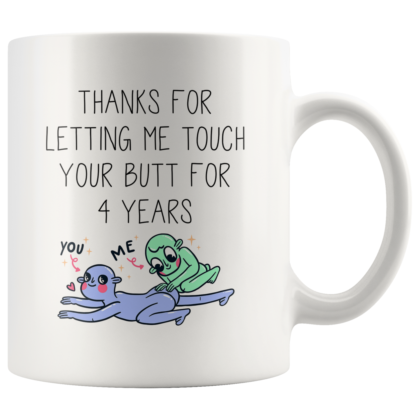 4th Anniversary Accent Mug, 4 Year Anniversary Gifts, Coffee Mug, Birthday Gifts for Men and Women