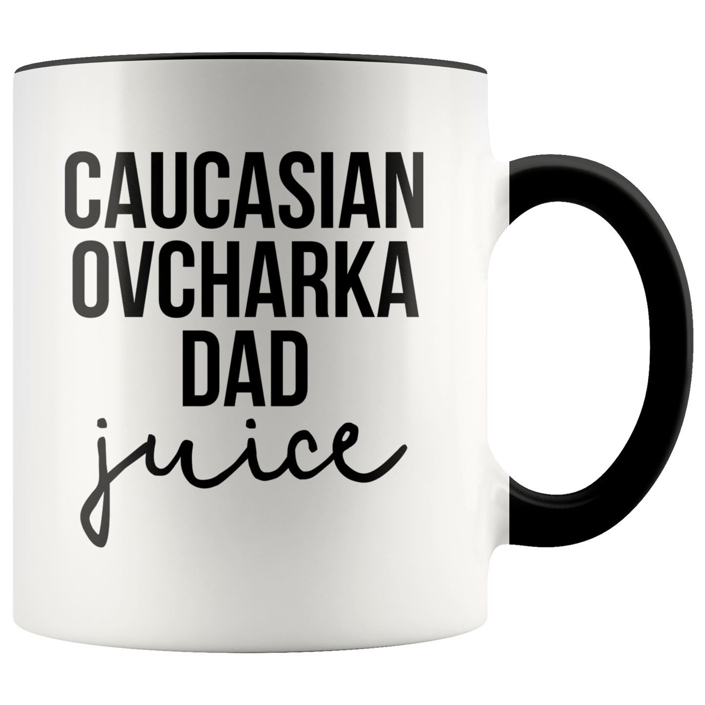 Caucasian Ovcharka Dad Gifts, Coffee Mug, Two Tone Accent Cup, Birthday Gift for Men and Women