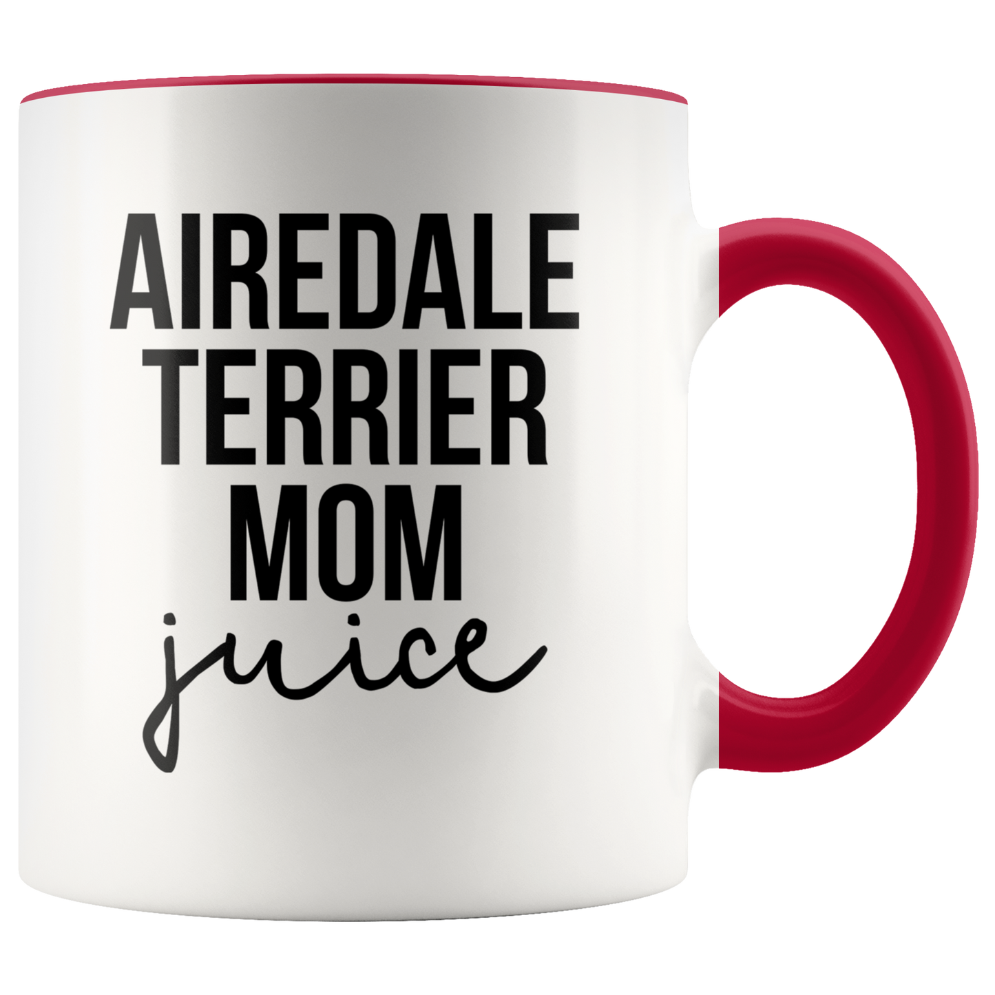 Airedale Terrier Mom Gifts, Airedale Terrier Mom Coffee Mug, Two Tone Accent Cup, Birthday Gift for Men and Women