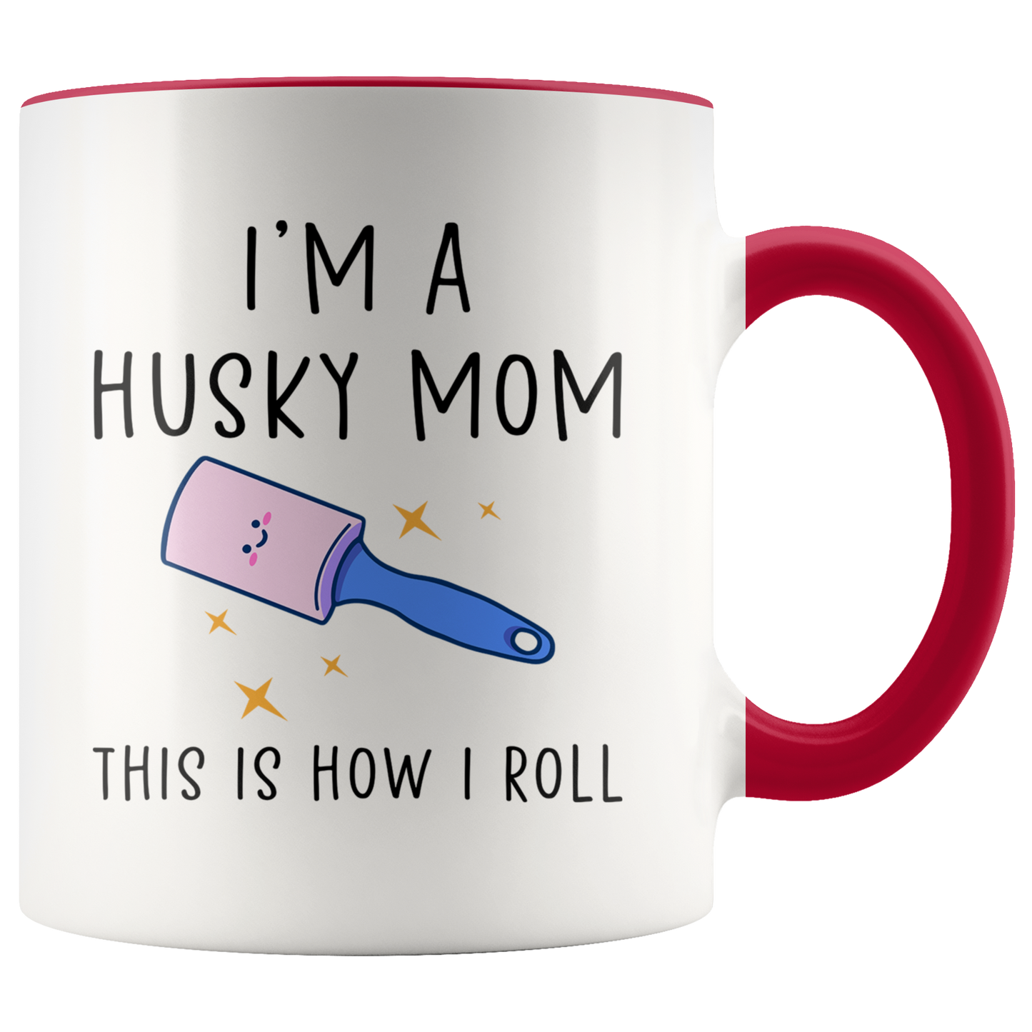 Husky Mom Gifts, Husky Lover Coffee Mug, Two Tone Accent Cup, Birthday Gift for Men and Women