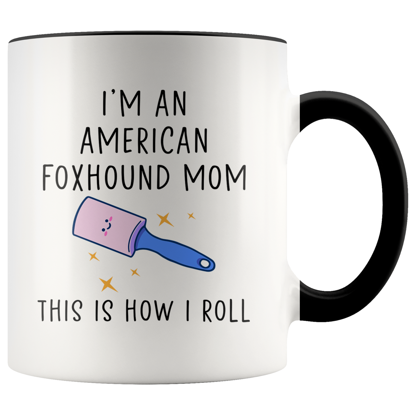 American Foxhound Mom Gifts, American Foxhound Mom Coffee Mug, Two Tone Accent Cup, Birthday Gift for Men and Women