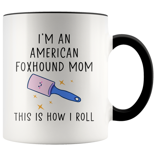 American Foxhound Mom Gifts, American Foxhound Mom Coffee Mug, Two Tone Accent Cup, Birthday Gift for Men and Women