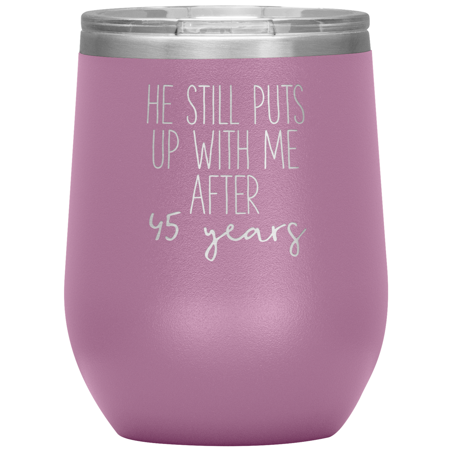 45th Anniversary Wine Tumbler, Funny Gifts, Travel Wine Cup, Birthday Gifts for Men and Women