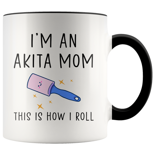 Akita Mom Gifts, Akita Mom Coffee Mug, Two Tone Accent Cup, Birthday Gift for Men and Women