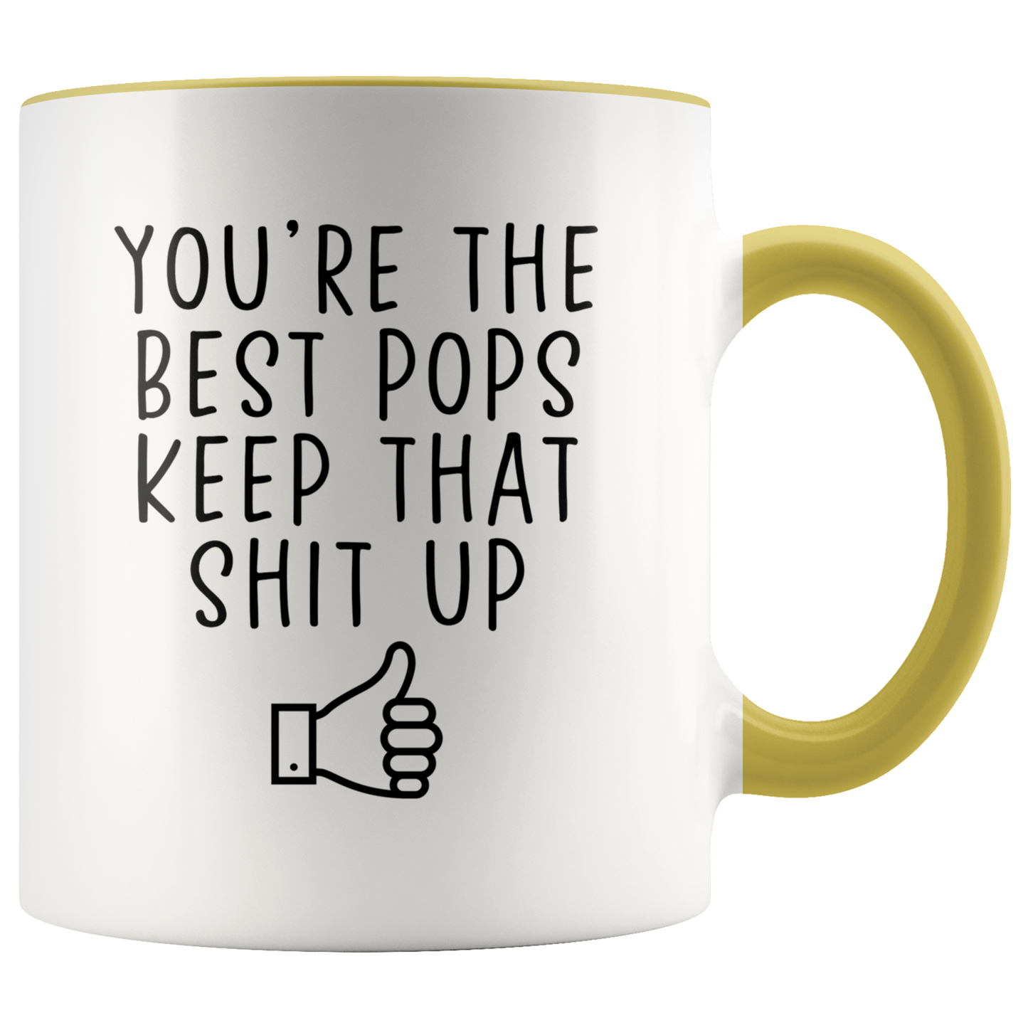 Pops Gifts, Coffee Mug, Two Tone Accent Cup, Birthday Gift for Men and Women