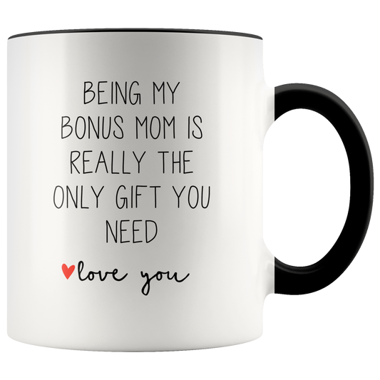 Bonus Mom Gifts, Coffee Mug, Two Tone Accent Cup, Birthday Gift for Men and Women