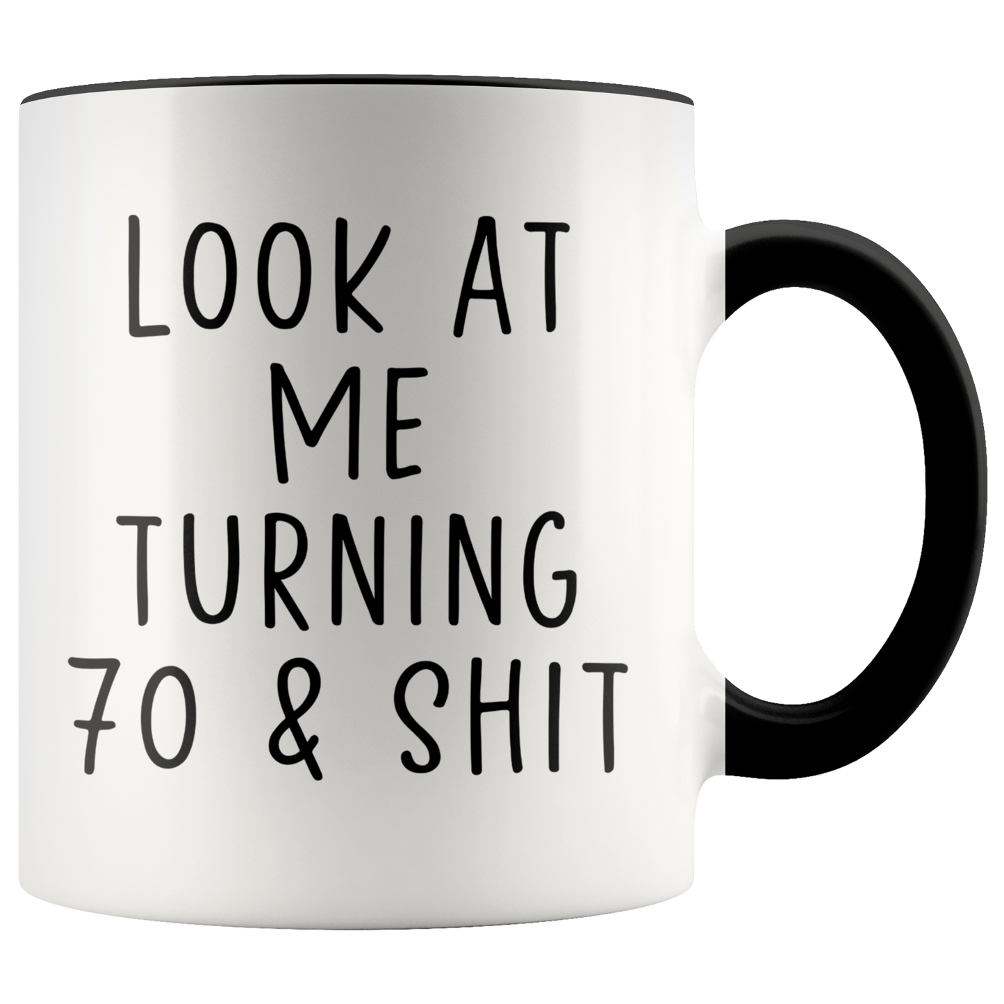 70th Birthday Gifts, Coffee Mug, Two Tone Accent Cup, Birthday Gift for Men and Women