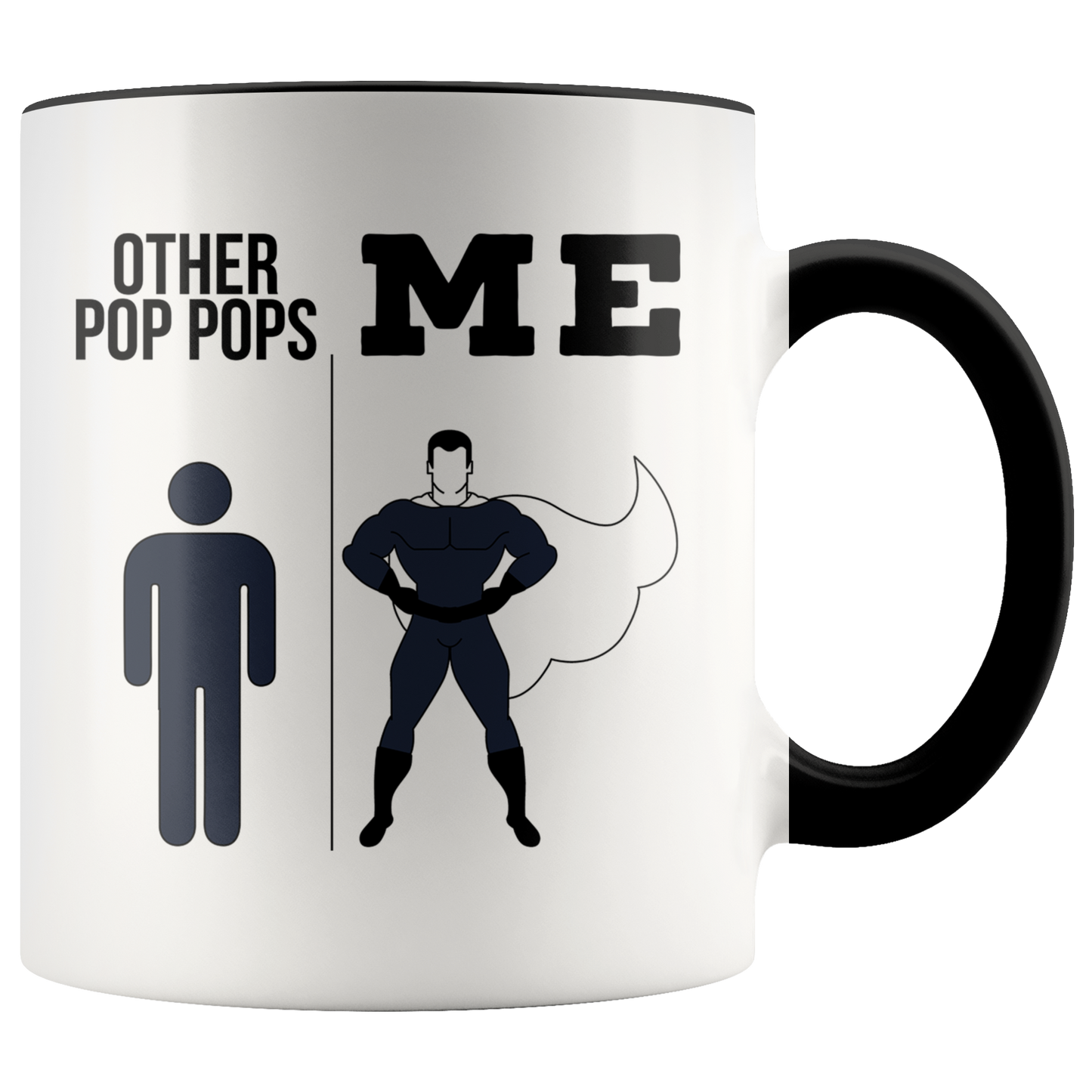 Pop Pop Gifts, Pop Pop Coffee Mug, Two Tone Accent Cup, Birthday Gift for Men and Women