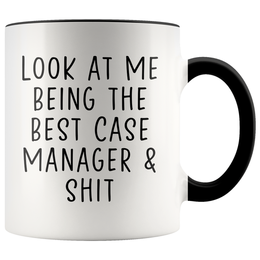 Case manager Gifts, Funny Coffee Mug, Two Tone Accent Cup, Birthday Gift for Men and Women